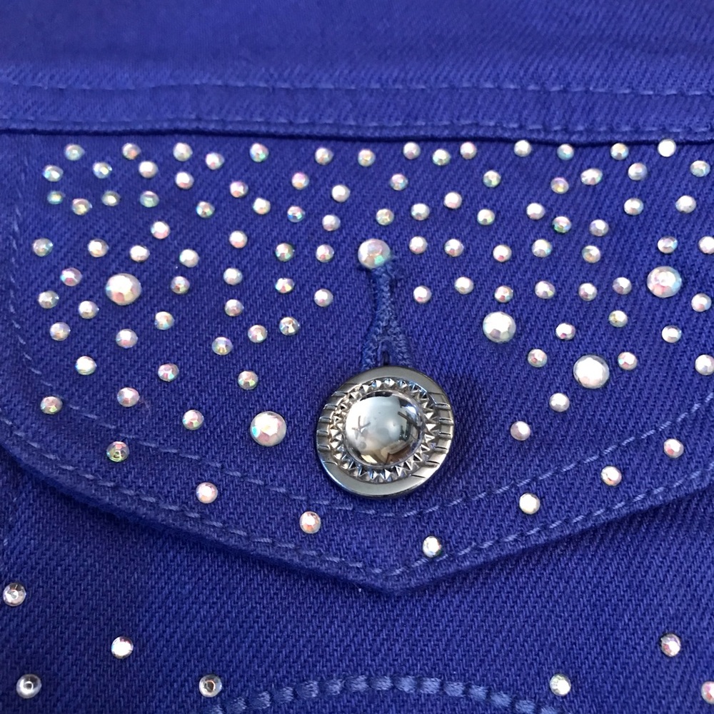 Ethyl Denim Blue Jean Jacket Womens Small Bedazzled Bling Rhinestones Cowgirl - Picture 8 of 11